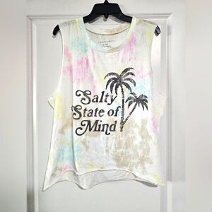 Pink and Green Graphic Muscle Tee